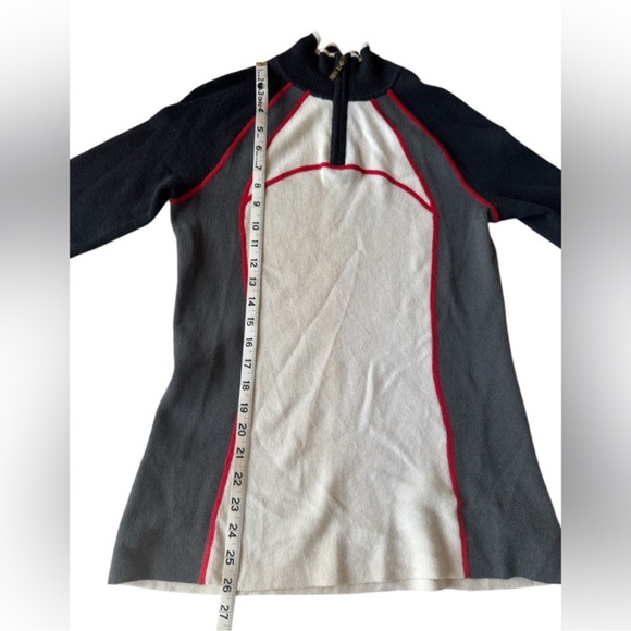 Vintage Eddie Bauer Women's Black and Cream Half-Zip Ski Sweater Top - Picture 7 of 12